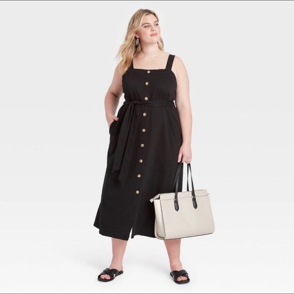 NWT Button Front Midi Dress